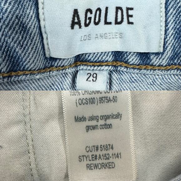 AGOLDE Reworked 90s Paperbag Jeans Straight Leg High Rise Belted Size 29 - Picture 9 of 16